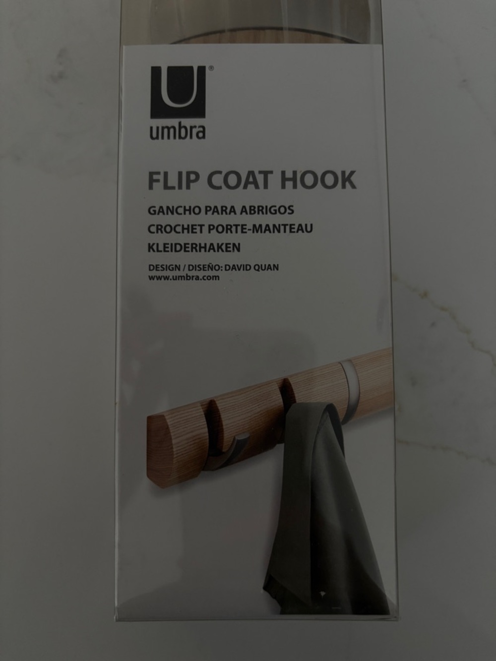 Umbra Flip Coat Hook in Black and Tan Wood